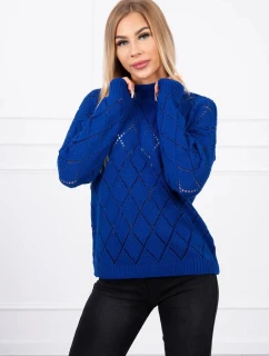 Polovičný rolák s kosoštvorcovým vzorom chrpovo modrý