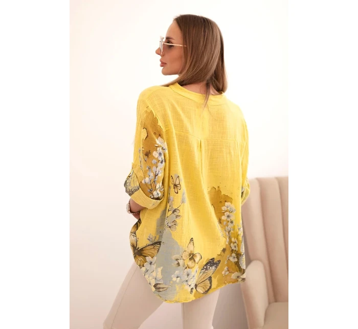 Dámska bavlnená košeľa na gombíky s vreckom na kiwi