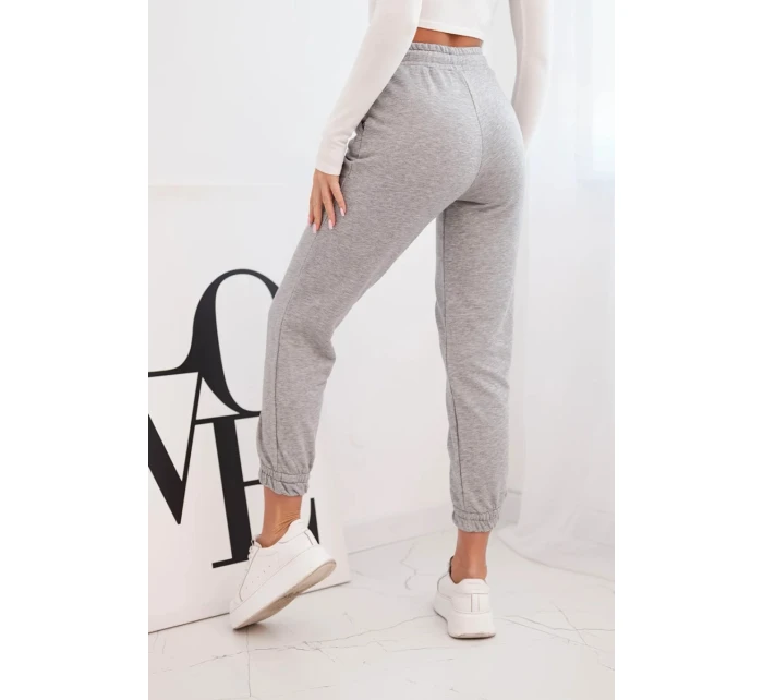 Dámské bavlněné kalhoty s gumou v pase šedé