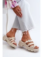 Pachnące Klapki Damskie Na Niskim Obcasie ZAXY NN285042 Jasnobeżowe