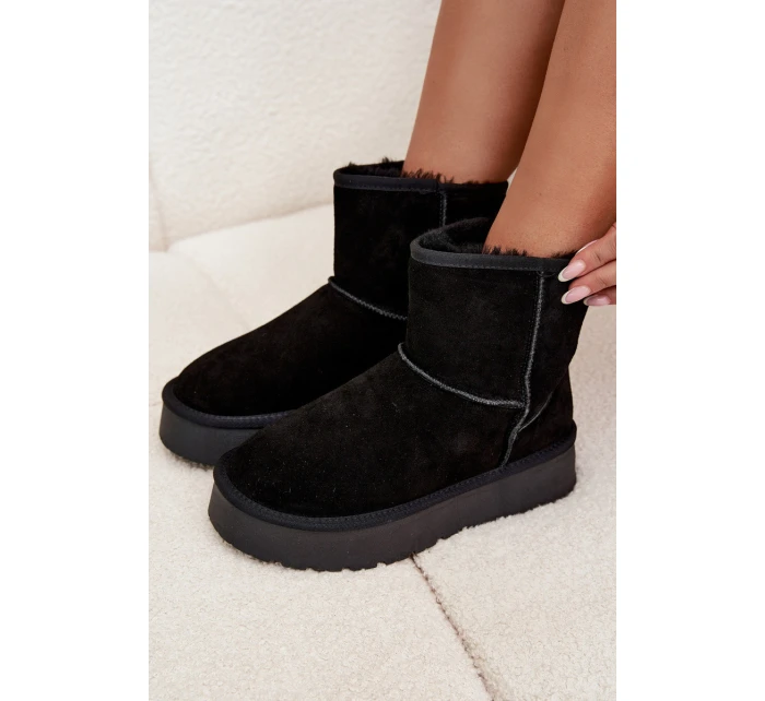 Dámske snežnice Privine na platforme z prírodného semišu - čierne
