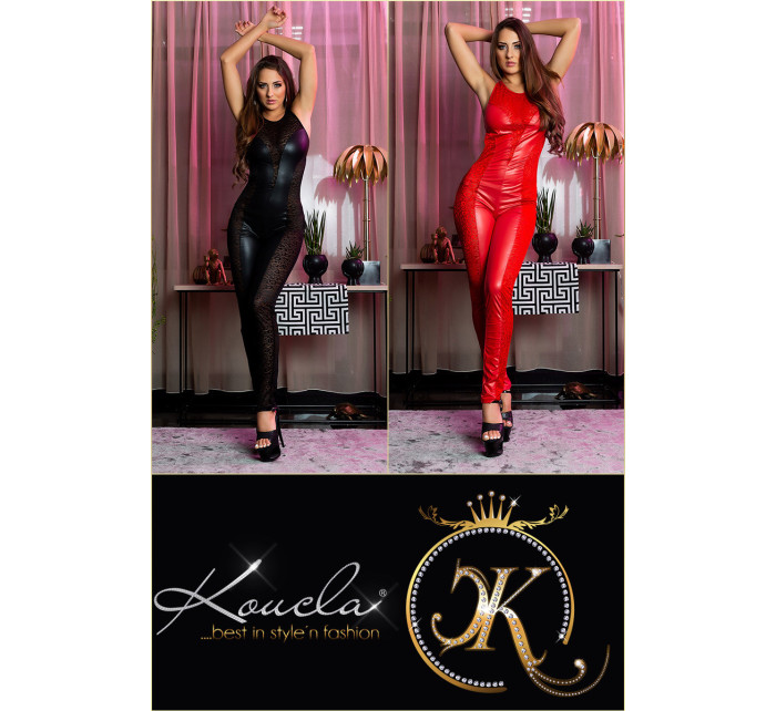 Sexy KouCla Leatherlook Overall with Lace