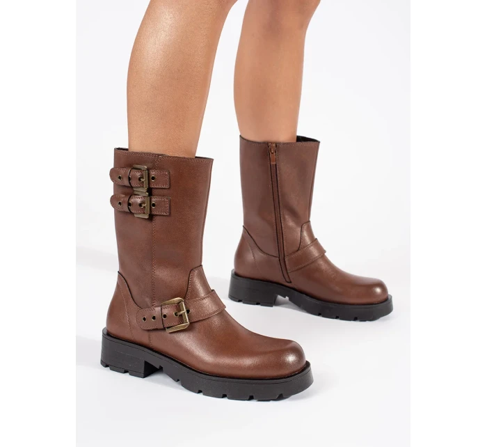 Pohodlné hnědé kotníčkové boty dámské platforma Pohodlné hnědé kotníčkové boty dámské platforma