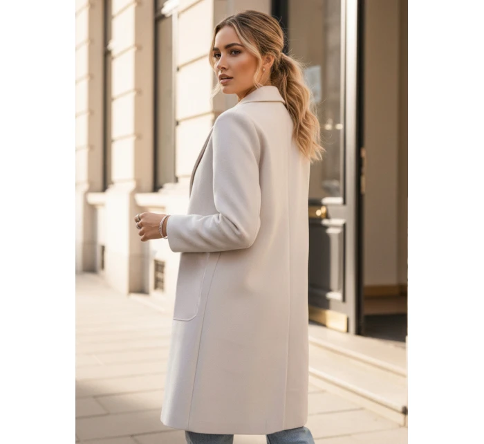 dámský oversize kabát dlouhý béžový Dstreet model 21981934 - FashionStreet dámský oversize kabát dlouhý béžový Dstreet model 21981934 - FashionStreet