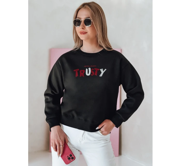 Dámska nadrozmerná mikina s výšivkou SOFTRUS čierna FashionStreet BY1408 Dámska nadrozmerná mikina s výšivkou SOFTRUS čierna FashionStreet BY1408