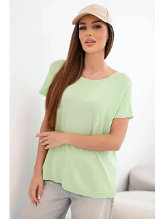 Dámska viskózna blúzka oversize s krátkymi rukávmi a okrúhlym výstrihom