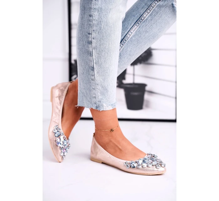 Kožené Baleríny S Ozdobnými model 21540216 Zlaté Crystal - Boto