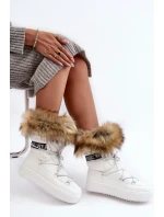 Damskie Śniegowce Sznurowane Białe Santero