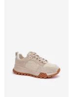 Skórzane Sneakersy Damskie Big Star OO274A315 Hi-Poly System Beżowe Skórzane Sneakersy Damskie Big Star OO274A315 Hi-Poly System Beżowe