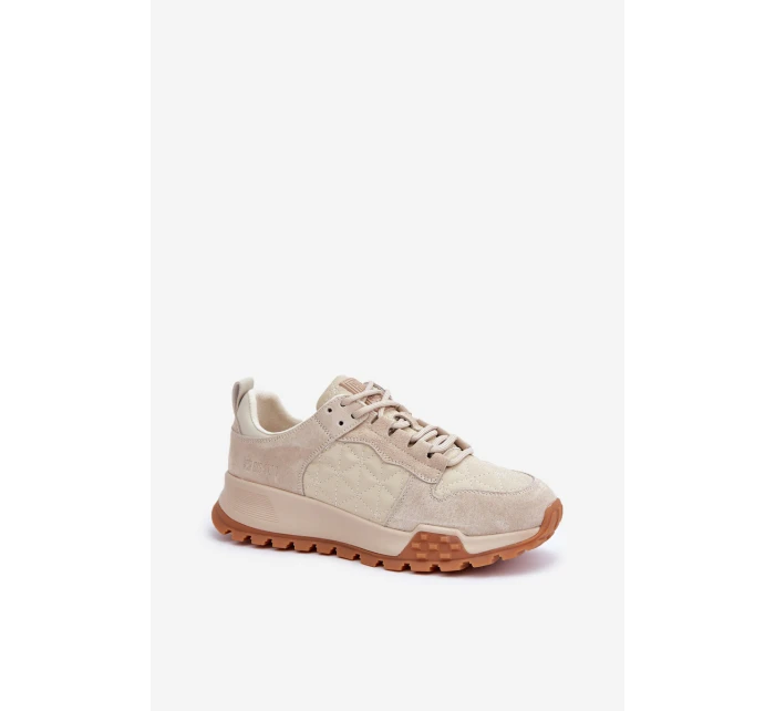 Skórzane Sneakersy Damskie Big Star OO274A315 Hi-Poly System Beżowe Skórzane Sneakersy Damskie Big Star OO274A315 Hi-Poly System Beżowe