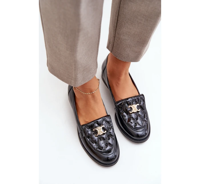 Kožené Lakované Mokasíny Se Zlatou Dekorací Laura model 21683149 Černé - Laura Messi