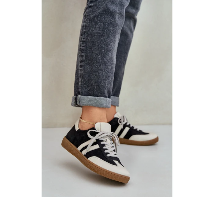 model 21684270 Kožené Nízké Tenisky Dámské Černé - Zazoo