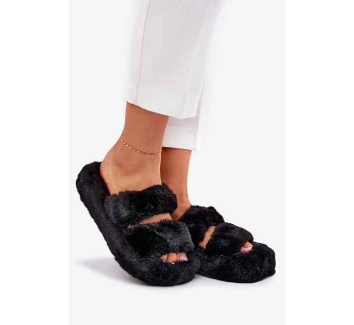 Futrzane Kapcie Damskie Na Platformie Czarne Talfedi Futrzane Kapcie Damskie Na Platformie Czarne Talfedi