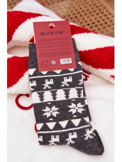 Pánské Vánoční Pestré Ponožky S Sobem Šedé