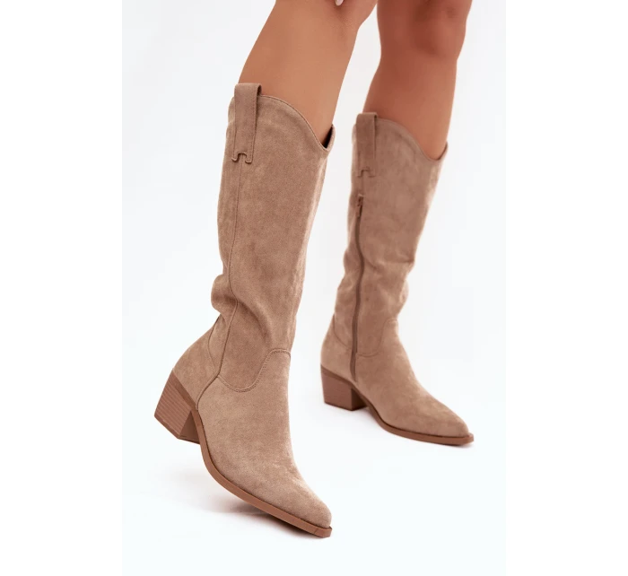 Kozačky Kovbojky Dámské Khaki model 21821835 - Boto Kozačky Kovbojky Dámské Khaki model 21821835 - Boto