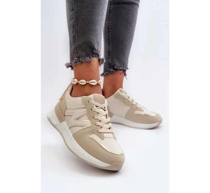 Béžové dámské tenisky vyrobené z eko kůže model 20447635 - Kesi