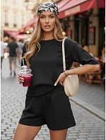 Dámsky čierny pruhovaný letný komplet FashionStreet AY1162
