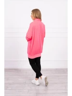 Mikina se zipem a kapsami růžová neonová