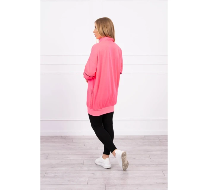 Mikina se zipem a kapsami růžová neonová