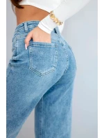 Dámske džínsy s vysokým pásom a širokými nohavicami