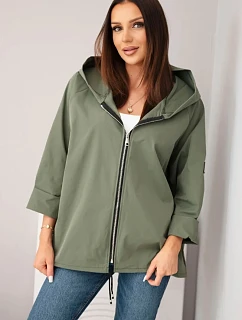 Dámská jarní bunda s kapucí a model 22281585 khaki - K-Fashion