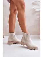 Dámské boty na plochém podpatku kožené světle béžové Lewski model 21672746 - Boto