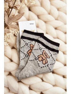 Vzorované dámské Ponožky S Medvídkem, šedá