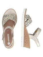 Dámské zlaté kožené sandály na platformě Remonte by Rieker R6266-90