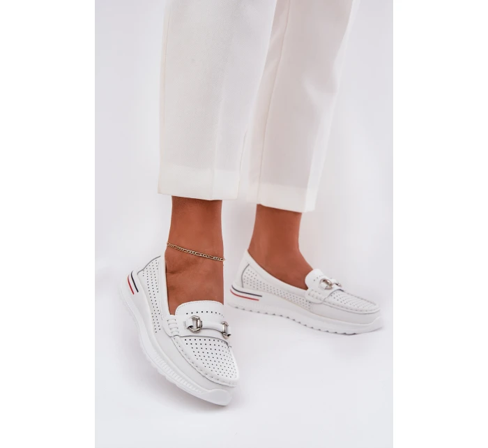 baleríny z přírodní kůže  bílé model 21686565 - VINCEZA