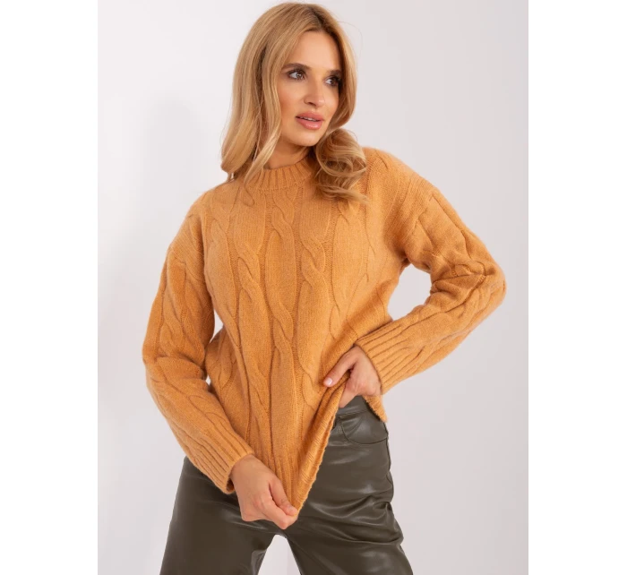 Sweter AT SW model 18955290 camelowy - FPrice Sweter AT SW model 18955290 camelowy - FPrice