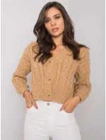 Dámský svetr model 16226528 velbloudí barva - FPrice Dámský svetr model 16226528 velbloudí barva - FPrice
