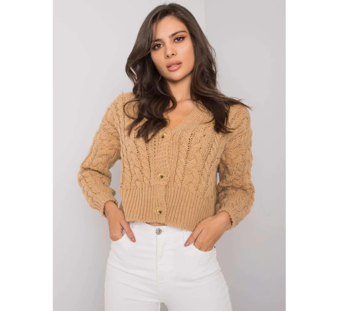 Dámský svetr model 16226528 velbloudí barva - FPrice Dámský svetr model 16226528 velbloudí barva - FPrice