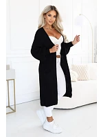 Dlouhý dámský pletený kardigan s kapsami a rukávy – černý model 22323055 - numoco basic
