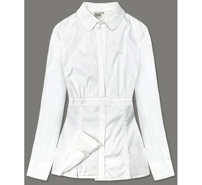 Bílá dámská košile se pro zapínání ve výstřihu model 18406802 - S&G Collection