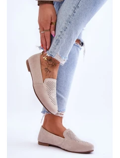 Zamszowe Wygodne Mokasyny Beżowe Giovana