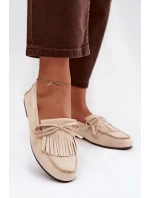 Dámské mokasíny s třásněmi světle béžové model 21915108 - Boto