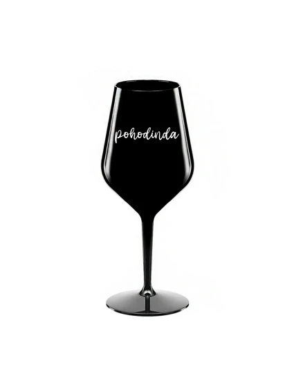 POHODINDA - černá nerozbitná sklenice na víno 470 ml