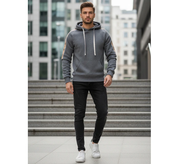 Pánská šedá mikina s kapucí model 21994683 - Dstreet Pánská šedá mikina s kapucí model 21994683 - Dstreet
