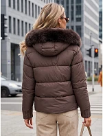 Dámska zimná prešívaná bunda s kožušinou, svetlohnedá, FashionStreet TY5831 Dámska zimná prešívaná bunda s kožušinou, svetlohnedá, FashionStreet TY5831