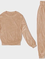 Dámska velúrová tepláková súprava mandľovej farby (8C1173-160)