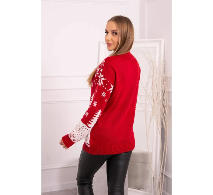 Vianočný sveter so Santa Clausom červený