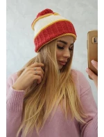 Dámska čiapka Kinga K297 red+mustard+ecru