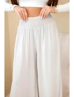 Dámské viskózové kalhoty s elastickým pasem béžové