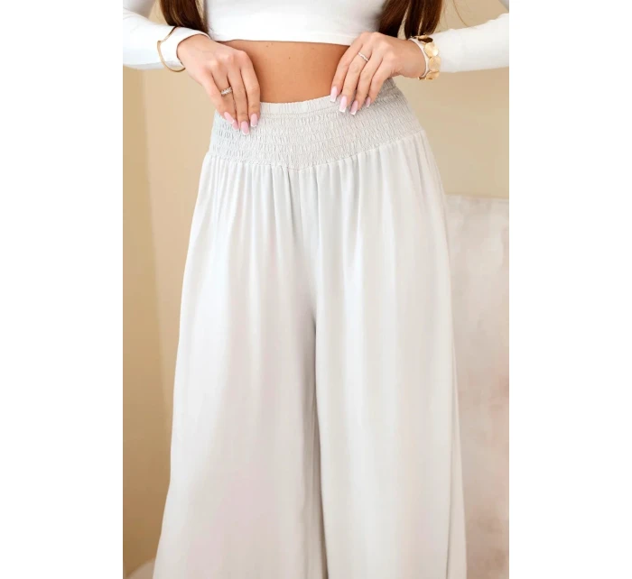 Dámské viskózové kalhoty s elastickým pasem béžové