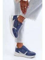 Dámské tenisky na platformě s ažurovým vzorem a  Modré model 21656776 - Inblu