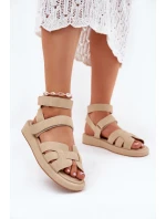 Sandały Damskie Z Rzepami Beżowe Uvissa Sandały Damskie Z Rzepami Beżowe Uvissa