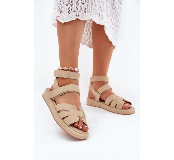 Sandały Damskie Z Rzepami Beżowe Uvissa Sandały Damskie Z Rzepami Beżowe Uvissa