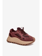 Kožené Sneakersy Na Platformě Dámské Big Star model 21705723 HIPOLY SYSTEM Bordové - Big Star Shoes