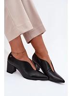 Kožené dámské polobotky na podpatku Maciejka K7469-01 Černé