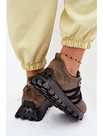 Dámské kožené semišové tenisky na platformě Vinceza 41520 tmavě zelené